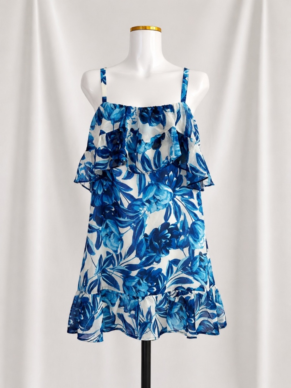 💙 NWT JustFab Blue Floral Ruffle Sundress 💙